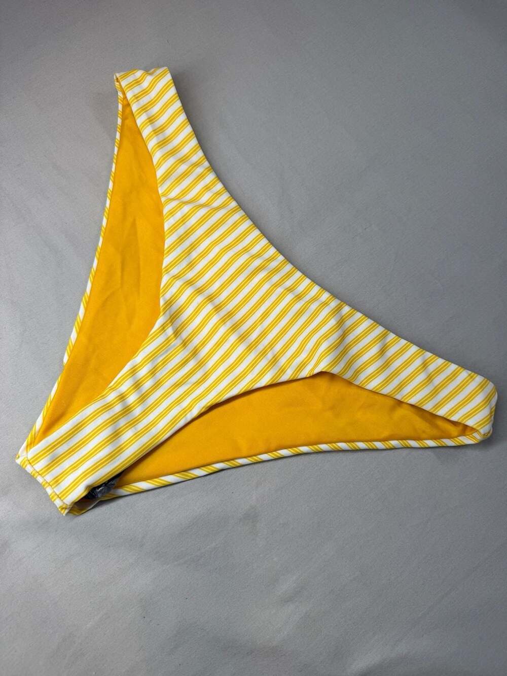 Zaful Yellow and White Striped Bikini Bottom